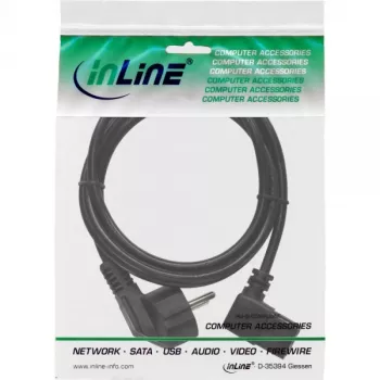 InLine power cable, CEE 7/7 angled / 3pin IEC C13 male angled, 1.8m