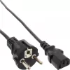 InLine power cable, CEE 7/7 straight / 3pin IEC C13 male, black, 1.8m