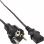 InLine power cable, CEE 7/7 straight / 3pin IEC C13 male, black, 1.8m