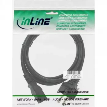 InLine power cable, CEE 7/7 straight / 3pin IEC C13 male, black, 1.8m
