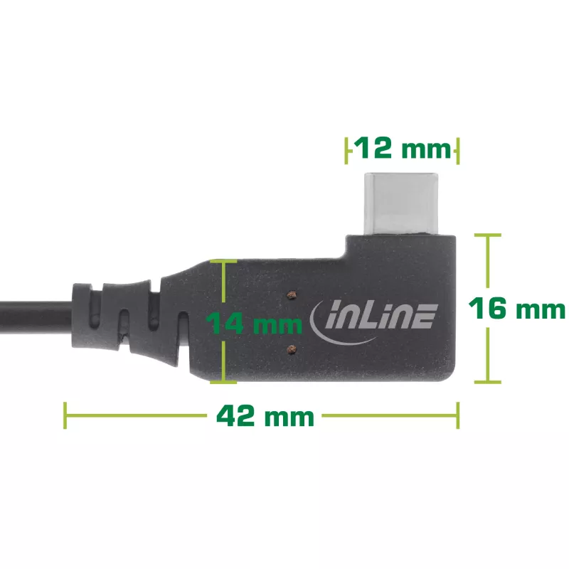 InLine USB4 cable, USB-C, single angled, PD 240W, 8K60Hz, TPE, black, 1m