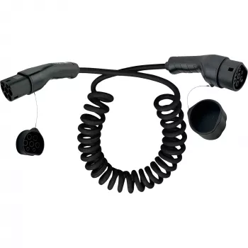 InLine EV spiral car charging cable 22kW Type2, 3-phase, 5m