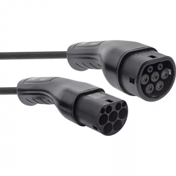 InLine EV spiral car charging cable 22kW Type2, 3-phase, 5m