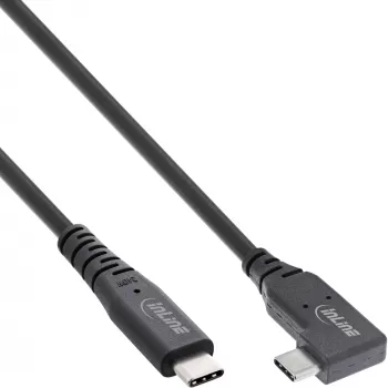 InLine USB4 cable, USB-C, single angled, PD 240W, 8K60Hz, TPE, black, 0.5m