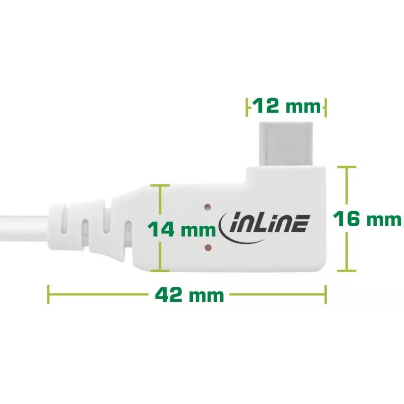 InLine USB4 cable, USB-C, one side angled, PD 240W, 8K60Hz, TPE, white, 1.5m