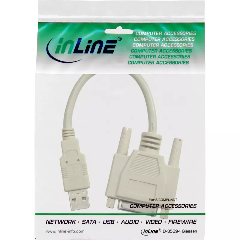 USB Adapter Cable USB Type A male DB15 female InLine 33101