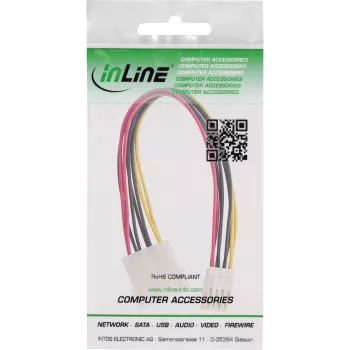 InLine Internal Power Y-Cable 1x 5.25 inch Molex / 2x 3.5 inch Floppy 0.20m