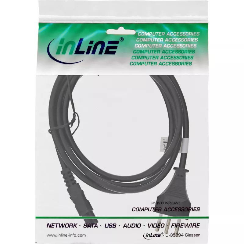 InLine power cable for notebook Switzerland 3 Pin coupling 2m