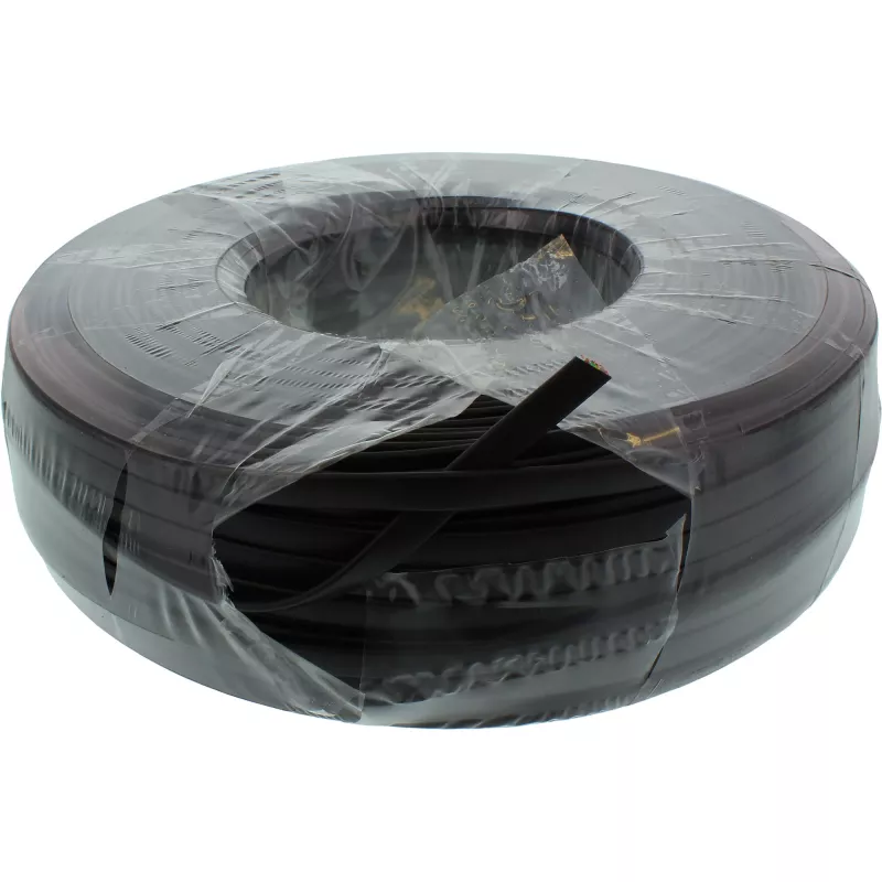 InLine Modular Cable 6 wire ribbon Cable black 100m ring