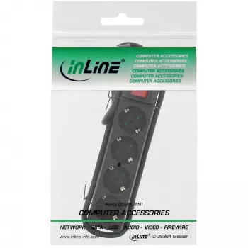 InLine Socket strip, 4-way, 2x CEE7/3 + 2x Euro CEE 7/16, black, 5m