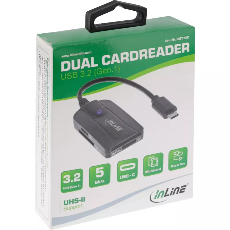 InLine Card reader USB 3.1 USB-C, for SD/SDHC/SDXC, microSD, UHS-II compatible