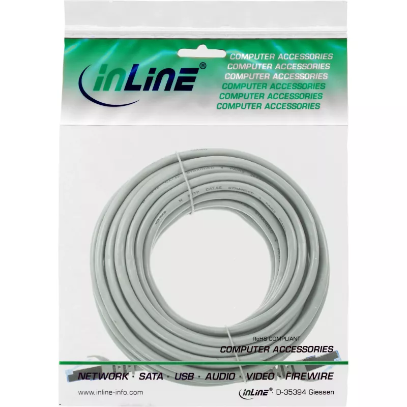 InLine Patch cable, Cat.6A, S/FTP, TPE flexible, grey, 20m
