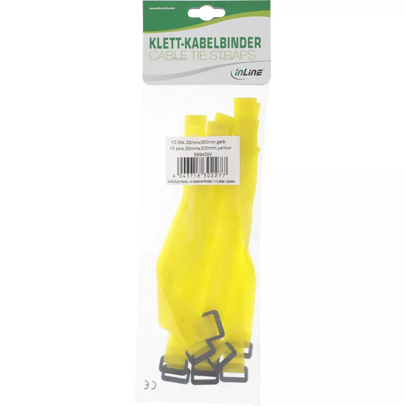 InLine Cable Strips hook-and-loop 20 x 200mm 10 pcs. yellow