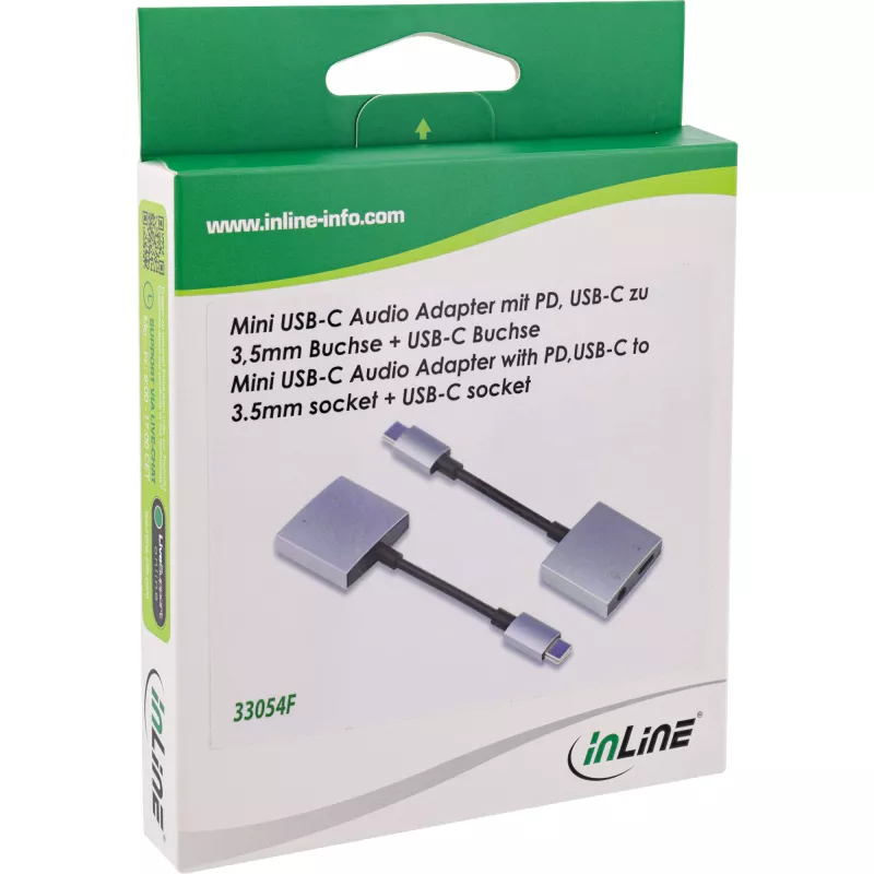 InLine USB-C Audio Adapter Cable, USB-C to 3.5mm Jack + PD 30W
