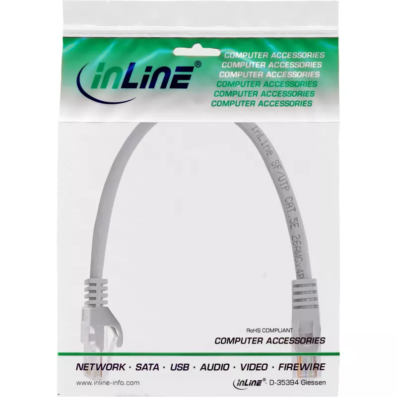 InLine Patch Cable U/UTP Cat.5e grey 0.3m