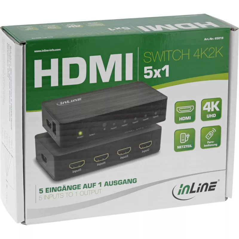 InLine HDMI Switch 5 port 4K2K@60Hz HDCP 2.2 Black
