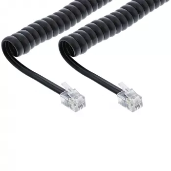 Telephone Coiled Cord InLine RJ10 4P4C 18893 2m black