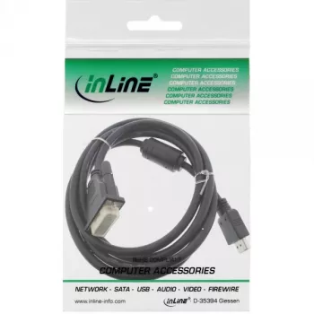 InLine HDMI-DVI Cable 19 Pin male / 18+1 male + ferrite choke black 1.8m
