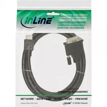 InLine HDMI-DVI Cable 19 Pin male / 18+1 male + ferrite choke black 5m
