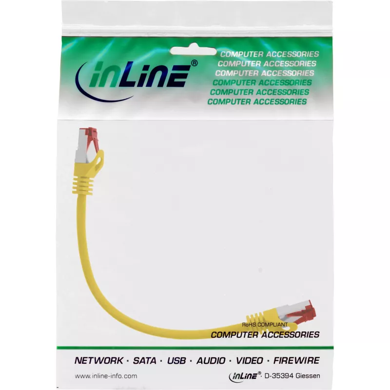 InLine Patch Cable S/FTP PiMF Cat.6 250MHz PVC CCA yellow 0.25m
