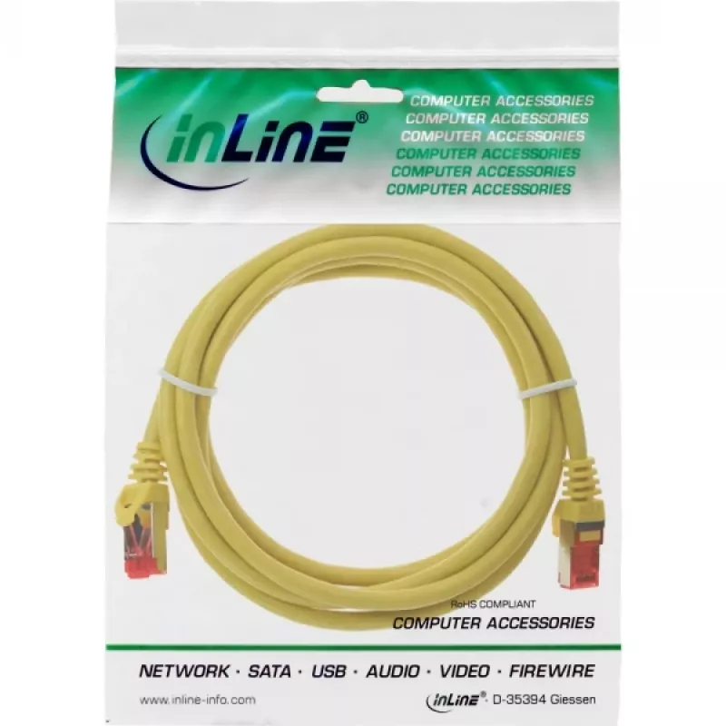 InLine Patch Cable S/FTP PiMF Cat.6 250MHz PVC CCA yellow 1m