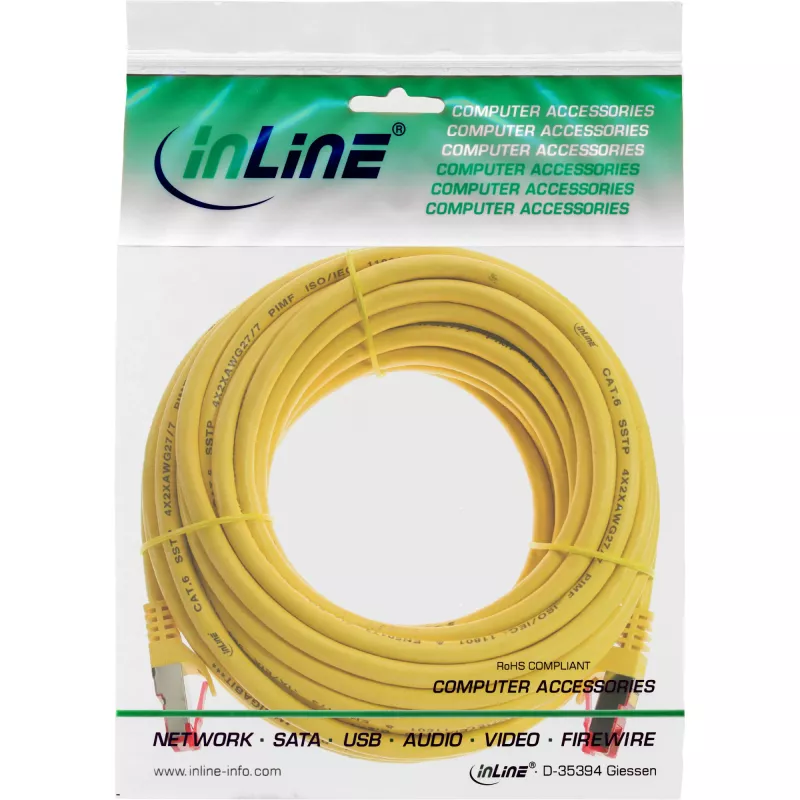 InLine Patch Cable S/FTP PiMF Cat.6 250MHz PVC CCA yellow 7.5m