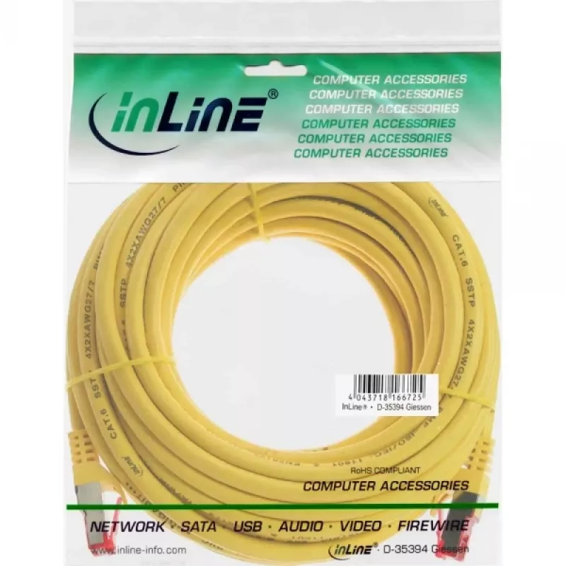 InLine Patch Cable S/FTP PiMF Cat.6 250MHz PVC CCA yellow 10m