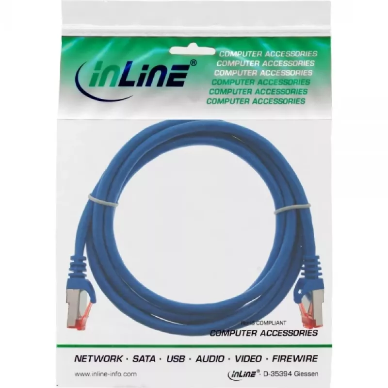 InLine Patch Cable S/FTP PiMF Cat.6 250MHz PVC CCA blue 0.25m