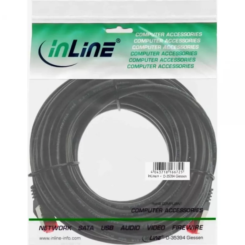 InLine Patch Cable S/FTP PiMF Cat.6 250MHz PVC CCA black 5m