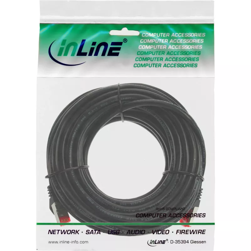InLine Patch Cable S/FTP PiMF Cat.6 250MHz PVC CCA black 7.5m