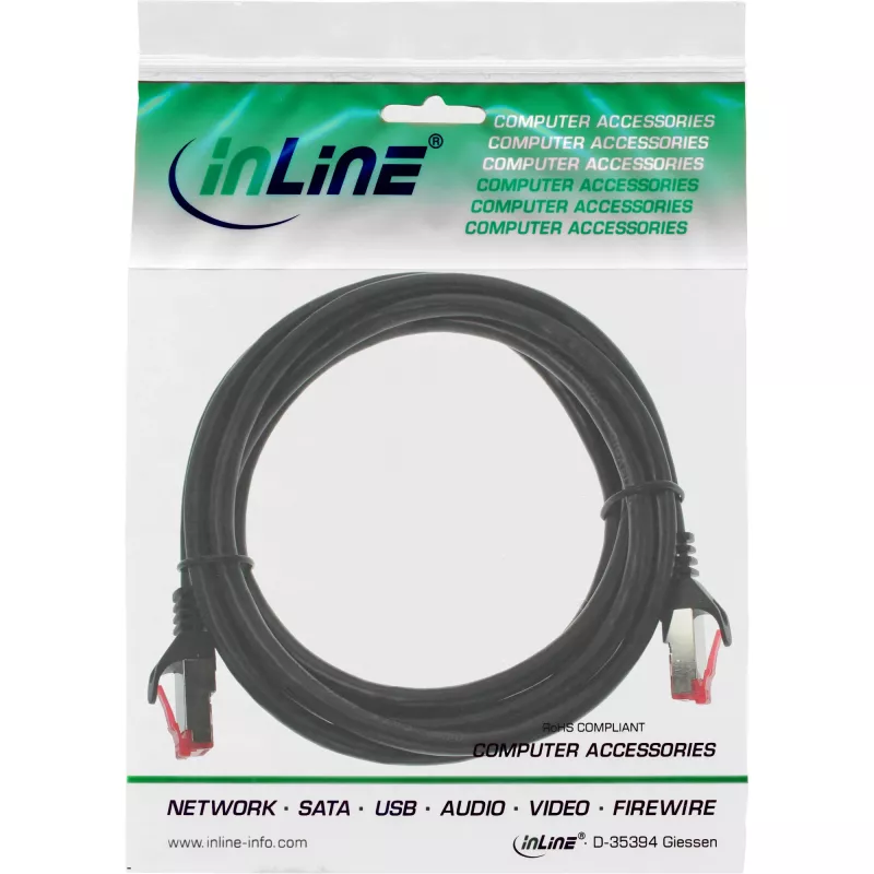 InLine Patch Cable S/FTP PiMF Cat.6 250MHz PVC CCA black 3m