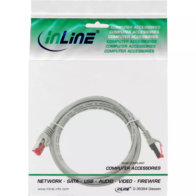 InLine Patch Cable S/FTP PiMF Cat.6 250MHz PVC CCA grey 1.5m