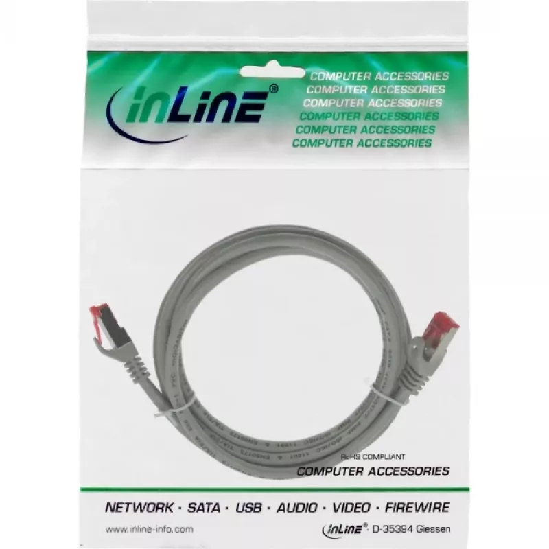 InLine Patch Cable S/FTP PiMF Cat.6 250MHz PVC CCA grey 0.5m