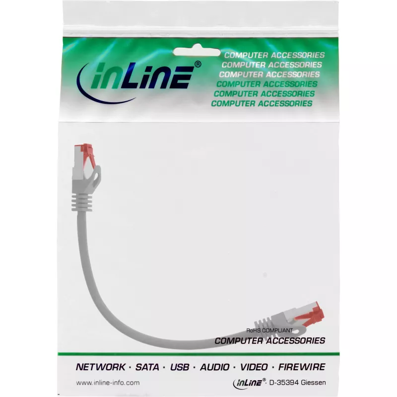InLine Patch Cable S/FTP PiMF Cat.6 250MHz PVC CCA grey 0.25m