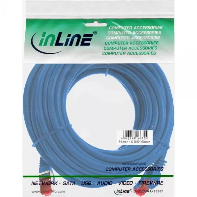 InLine Patch Cable S/FTP PiMF Cat.6 250MHz PVC CCA blue 10m