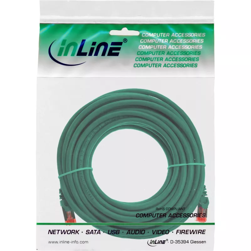 InLine Patch Cable S/FTP PiMF Cat.6 250MHz PVC CCA green 5m