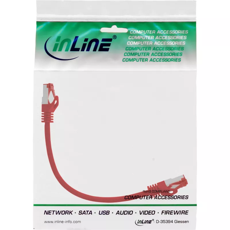 InLine Patch Cable S/FTP PiMF Cat.6 250MHz PVC CCA red 0.25m