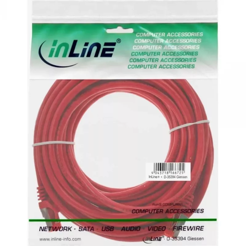 InLine Patch Cable S/FTP PiMF Cat.6 250MHz PVC CCA red 10m