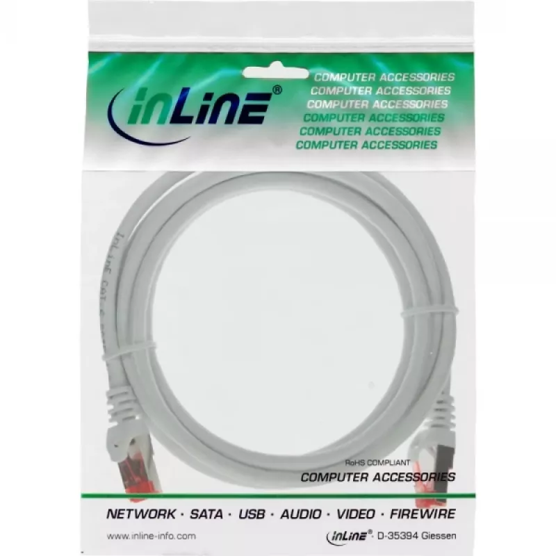 InLine Patch Cable S/FTP PiMF Cat.6 250MHz PVC CCA white 0.3m
