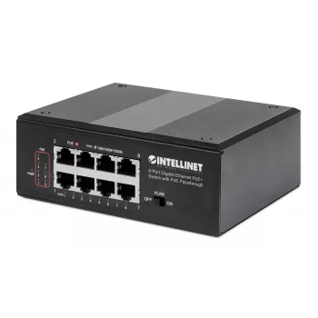 Industrial Switch Intellinet 8-Port Gigabit Ethernet PoE+