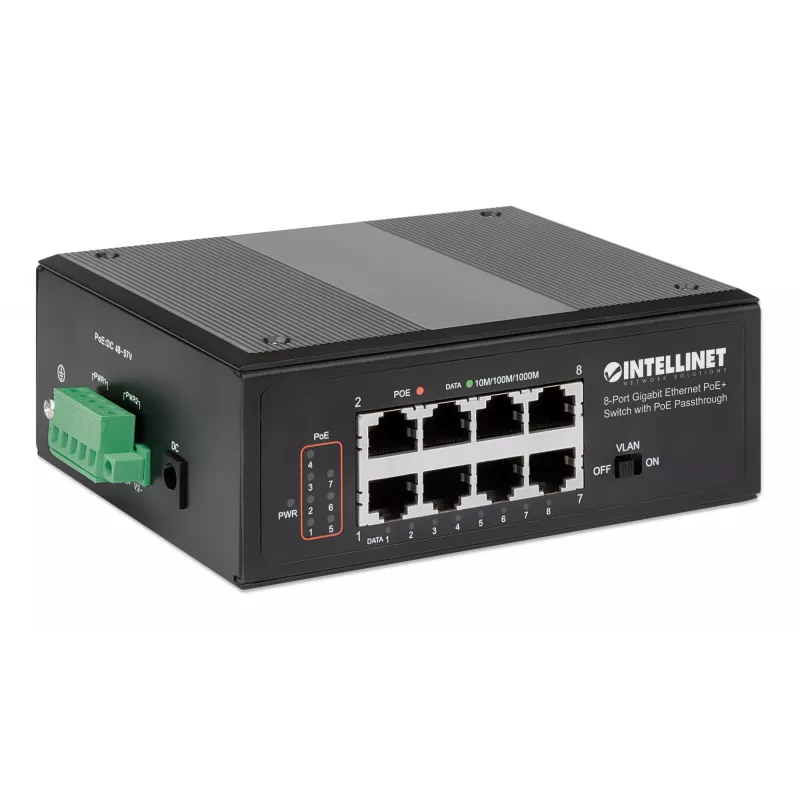 Industrial Switch Intellinet 8-Port Gigabit Ethernet PoE+
