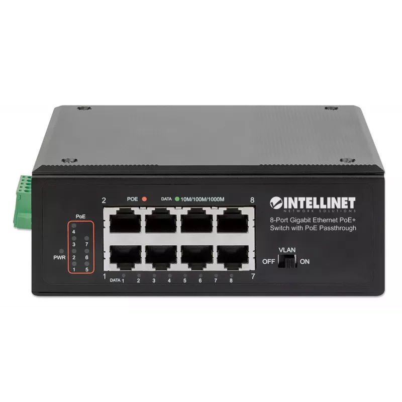 Industrial Switch Intellinet 8-Port Gigabit Ethernet PoE+