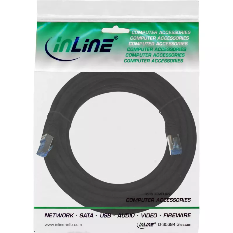 Patch Cable InLine Cat.6A S/FTP PiMF 500MHz halogen-free RJ45–RJ45 7.5m black