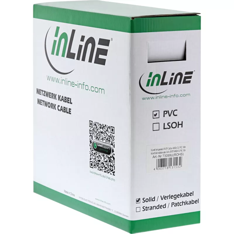 InLine Solid Installation Cable SF/UTP Cat.5e AWG24 CU halogen free 300m