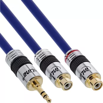 InLine Audio Cable Premium 2x RCA female / 3.5mm male gold plated 0.25m