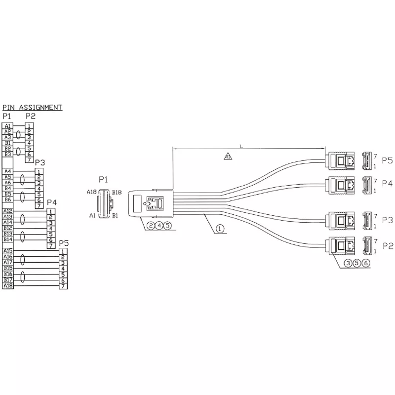 InLine SAS Cable Mini SAS SFF8087 to 4x SATA direct OCR 0.5m