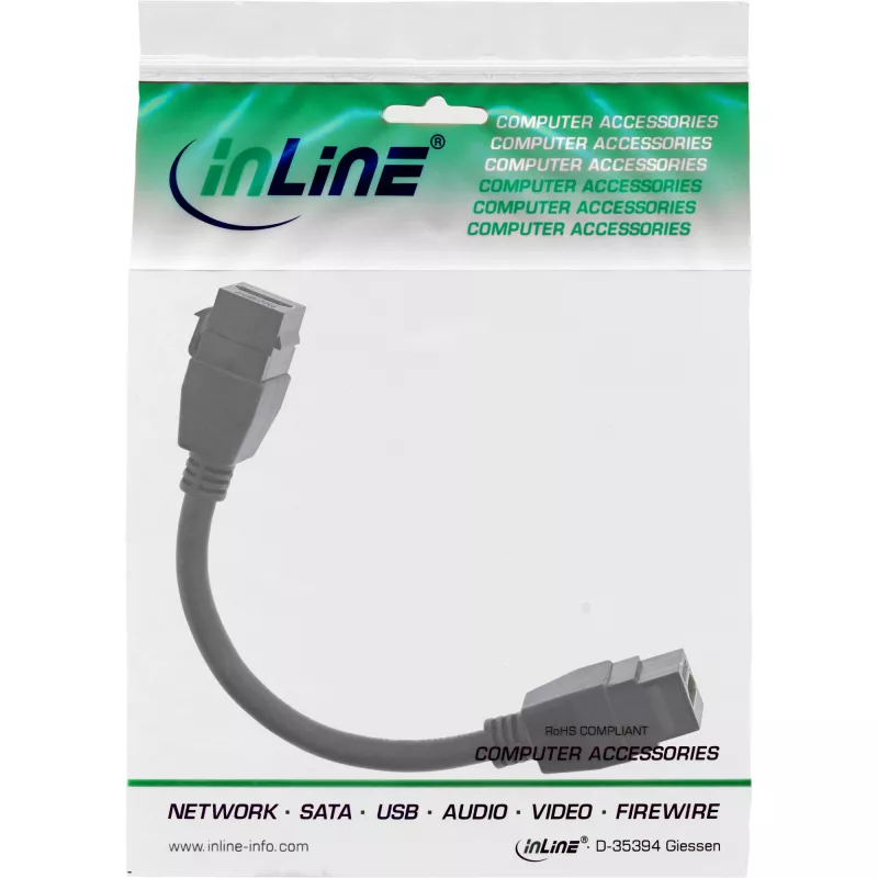 InLine HDMI 2x Keystone cable 4K/60Hz, HDMI A female/female, black, 0.2m