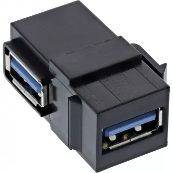 InLine USB 3.1 Snap-In module, USB-A F/F, 90° angled, black housing