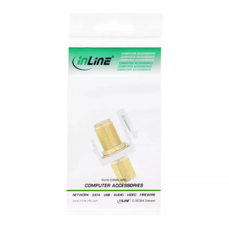InLine Keystone installation adapter, for satellite cable, 2x F sockets, white