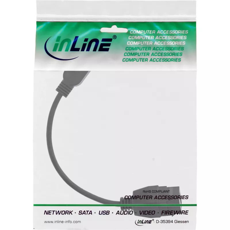 USB 3.2 Gen1 Adapter Cable InLine 76206C 0.2m USB A Male Keystone Female